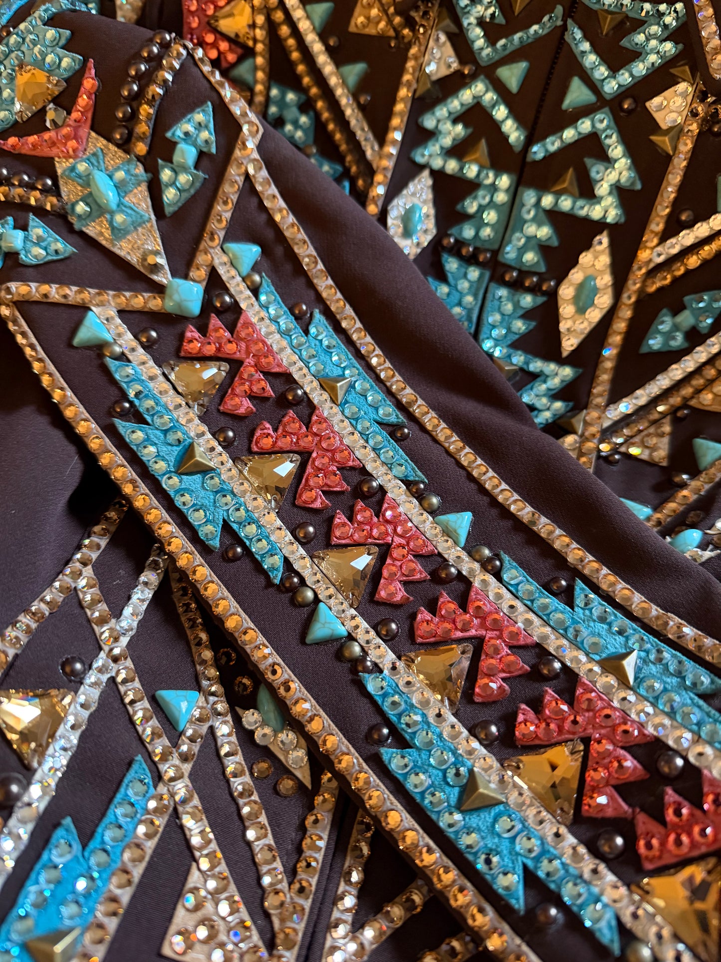 Sara Longworth Brown, Turquoise, Coral & Gold Showmanship Jacket + Pants - YOUTH