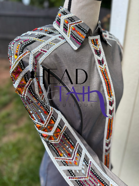 Unbridled Couture Pewter & Burnt Orange, Purple & Red - Medium