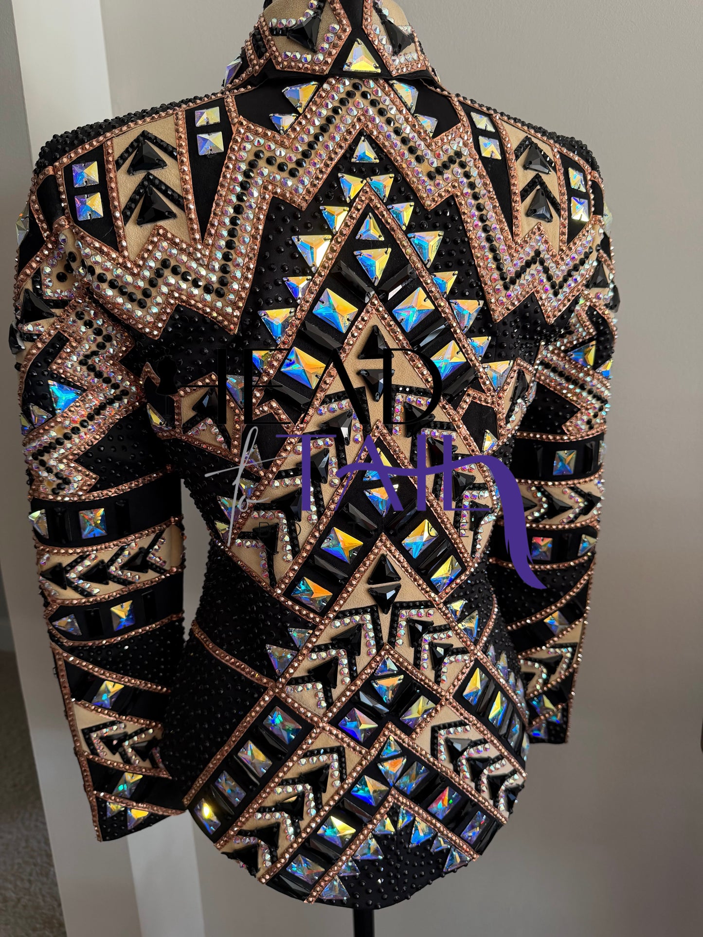 Lindsey James Show Clothing Black, Tan, Camel Showmanship Jacket - Small/Medium