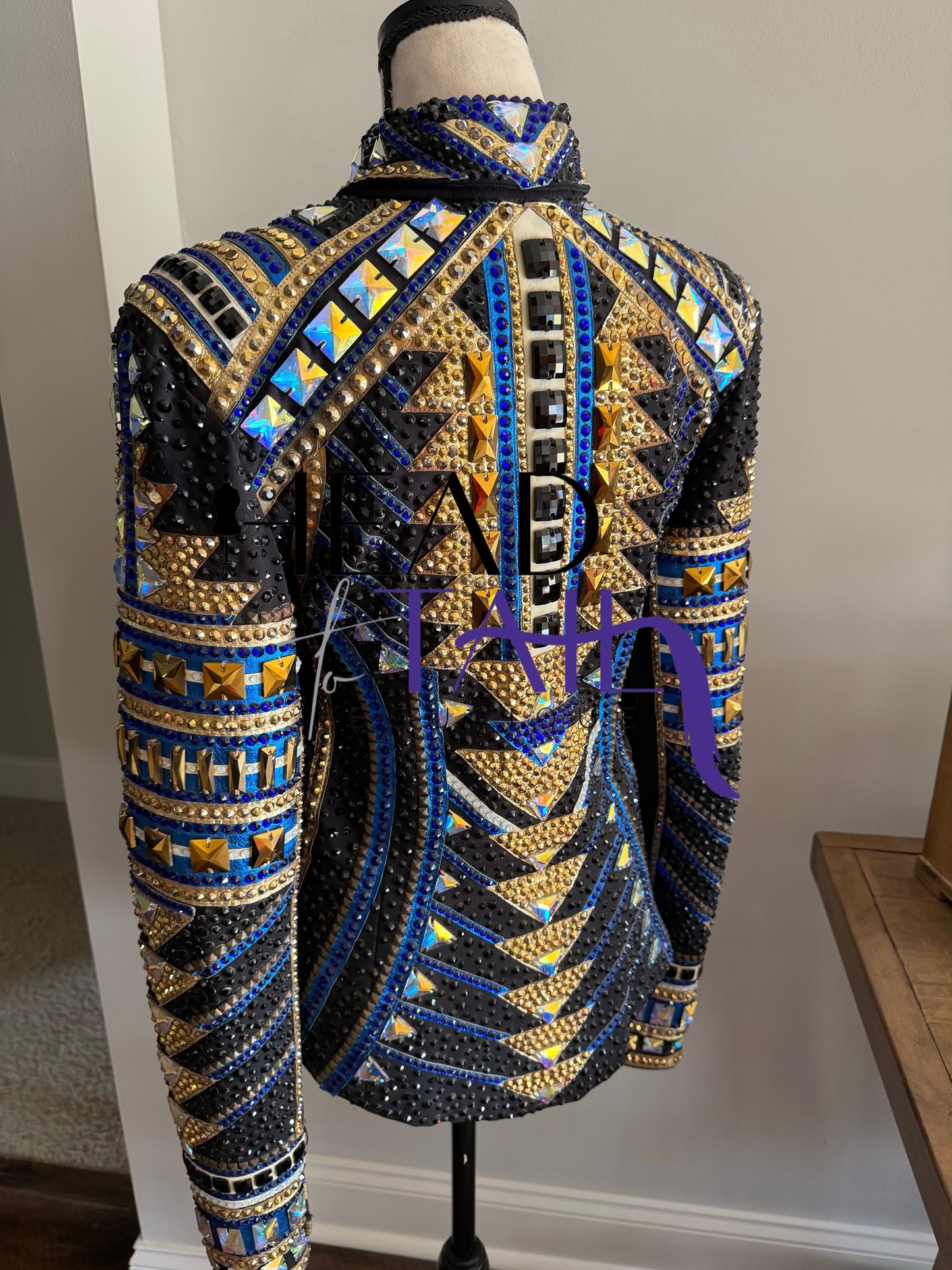 Trudy Black Label Blue, Black & Gold Showmanship Jacket - Medium TALL