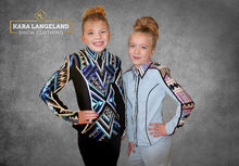 Load image into Gallery viewer, Kara Langeland Black Base with Blues &amp; White Jacket - YOUTH
