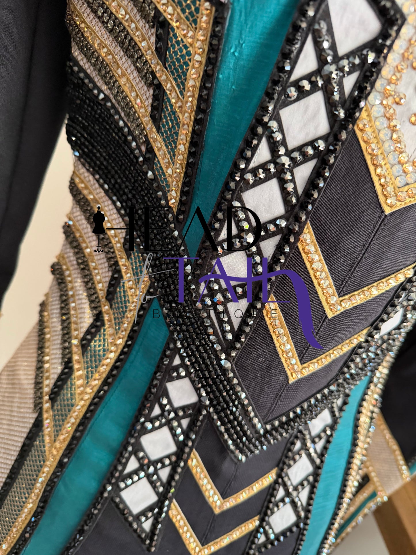 Unbridled Couture Teal, Gold & White Showmanship Jacket - X-Small/Small