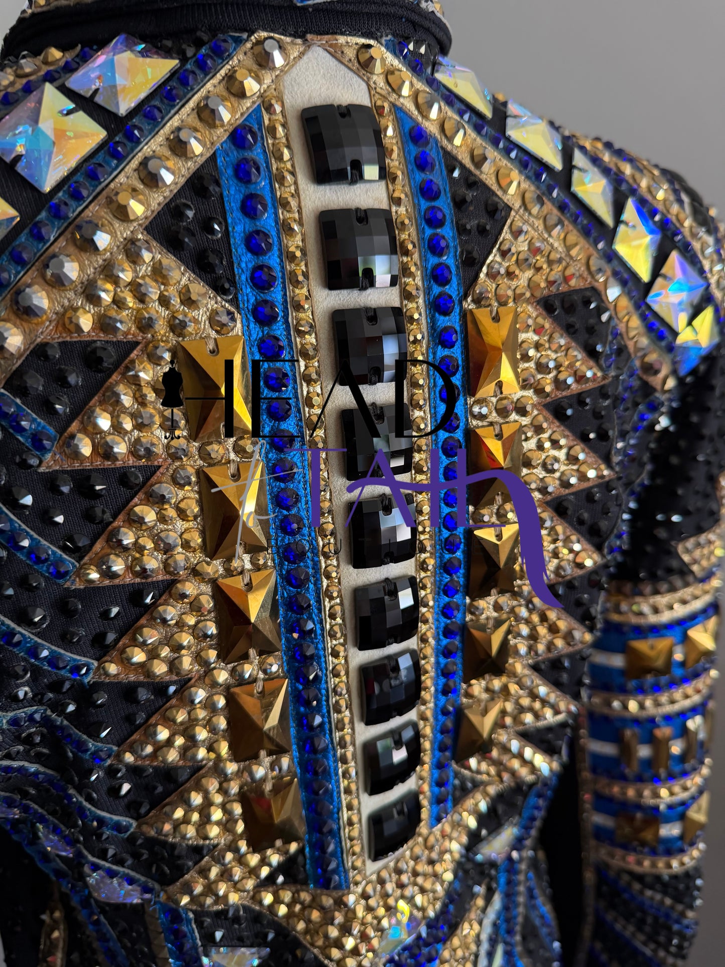 Trudy Black Label Blue, Black & Gold Showmanship Jacket - Medium TALL