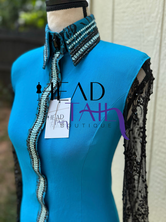 DDesigns Blue with Black Sheer Day Shirt - X-Small - FINAL SALE