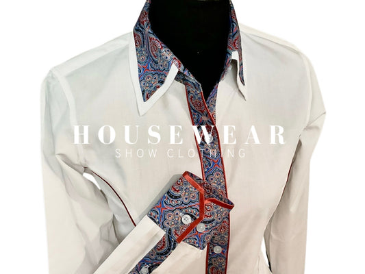 HouseWear Tailored Collection White with Floral Print - Small