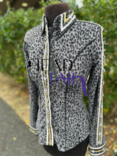 Load image into Gallery viewer, Lindsey James Show Clothing Black &amp; Grey Leopard with Gold Day Shirt - X-Small
