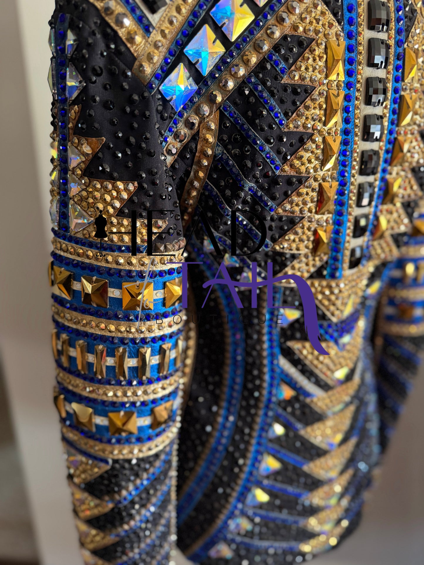 Trudy Black Label Blue, Black & Gold Showmanship Jacket - Medium TALL