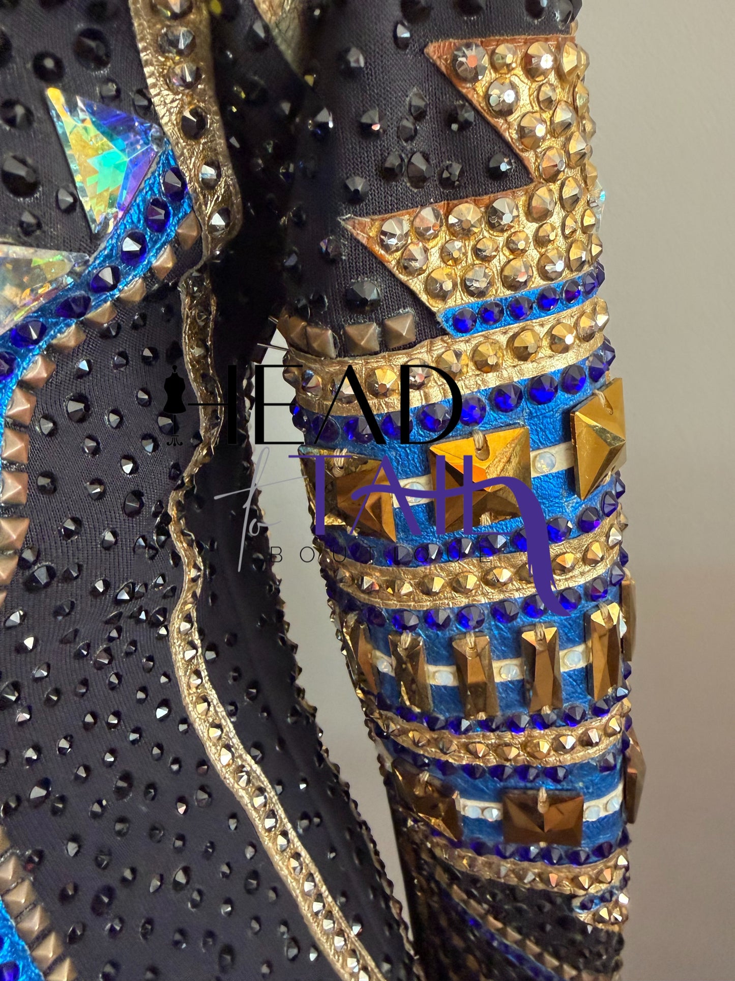 Trudy Black Label Blue, Black & Gold Showmanship Jacket - Medium TALL