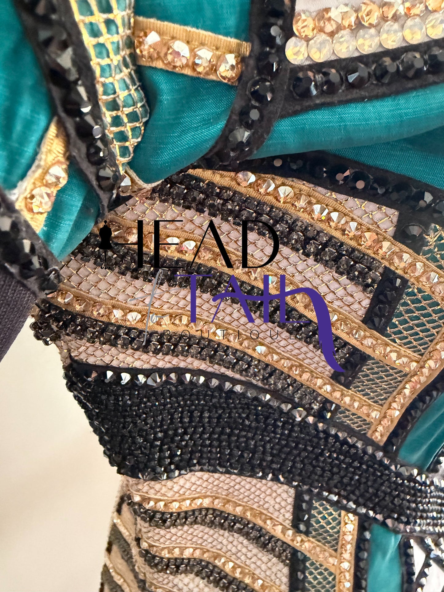 Unbridled Couture Teal, Gold & White Showmanship Jacket - X-Small/Small