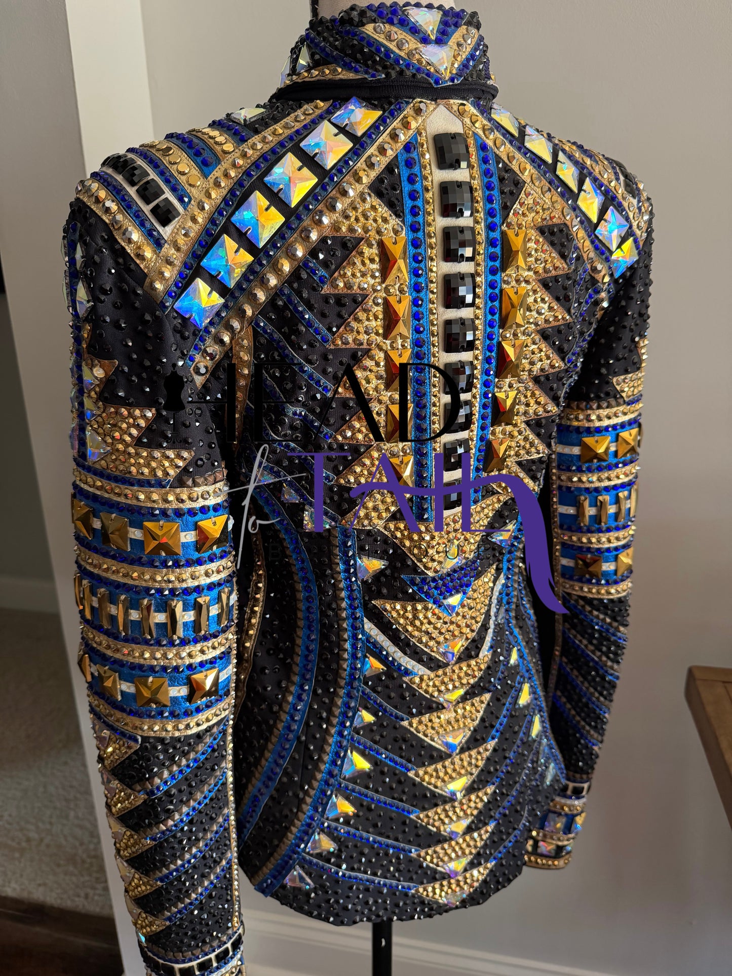 Trudy Black Label Blue, Black & Gold Showmanship Jacket - Medium TALL