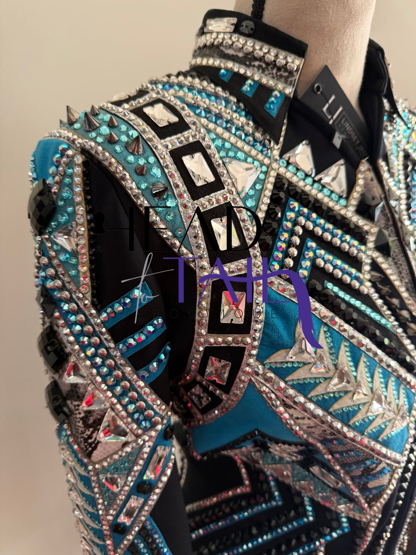 Lindsey James Black w/ Light Blues, Teals & Silver Jckt - YOUTH Large/ADULT X-Small