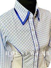 Load image into Gallery viewer, HouseWear Tailored Collection White &amp; Blue Print- X-Small
