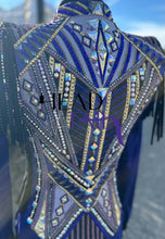 Load image into Gallery viewer, Lindsey James Show Clothing Purples, Black &amp; Gold Vest &amp; Shirt - Small
