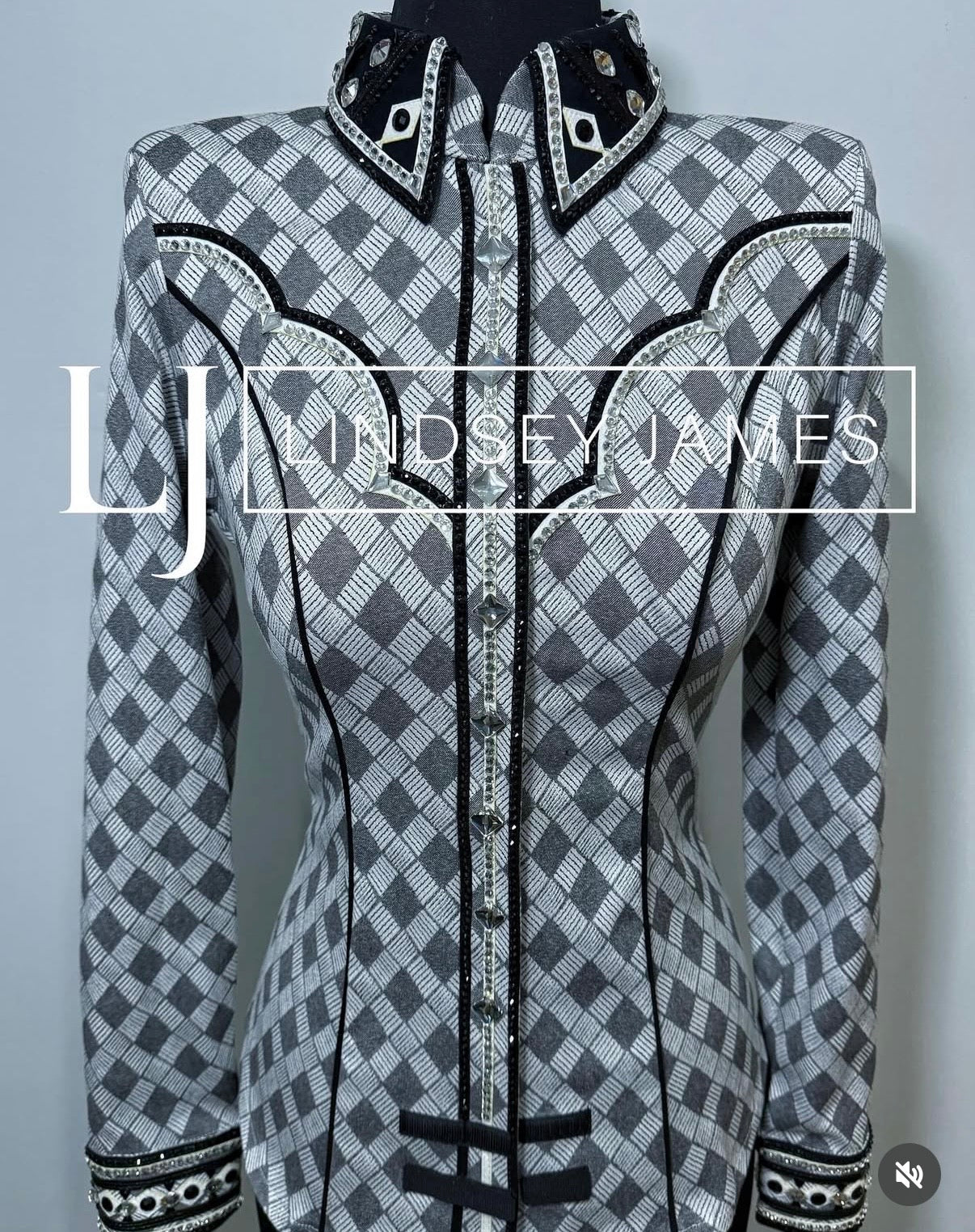 Lindsey James Black, White w/ Grey & Check Plaid + Yoke- Small/Medium
