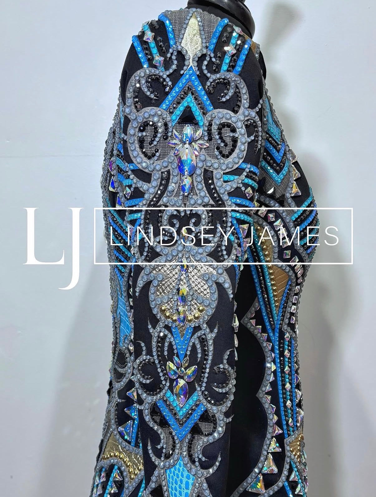 Lindsey James Show Clothing Blues, Gold & Plaid Showmanship Jacket - Small/Medium
