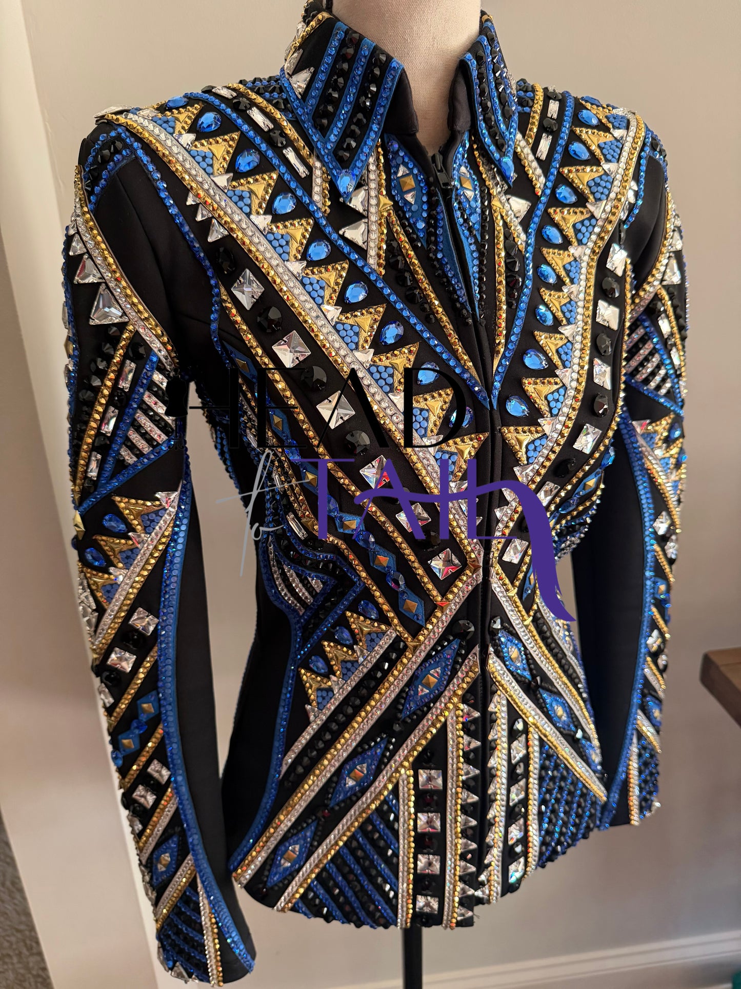 Lindsey James Show Clothing Blues, Gold & Black Showmanship Jacket - X-Small/Small