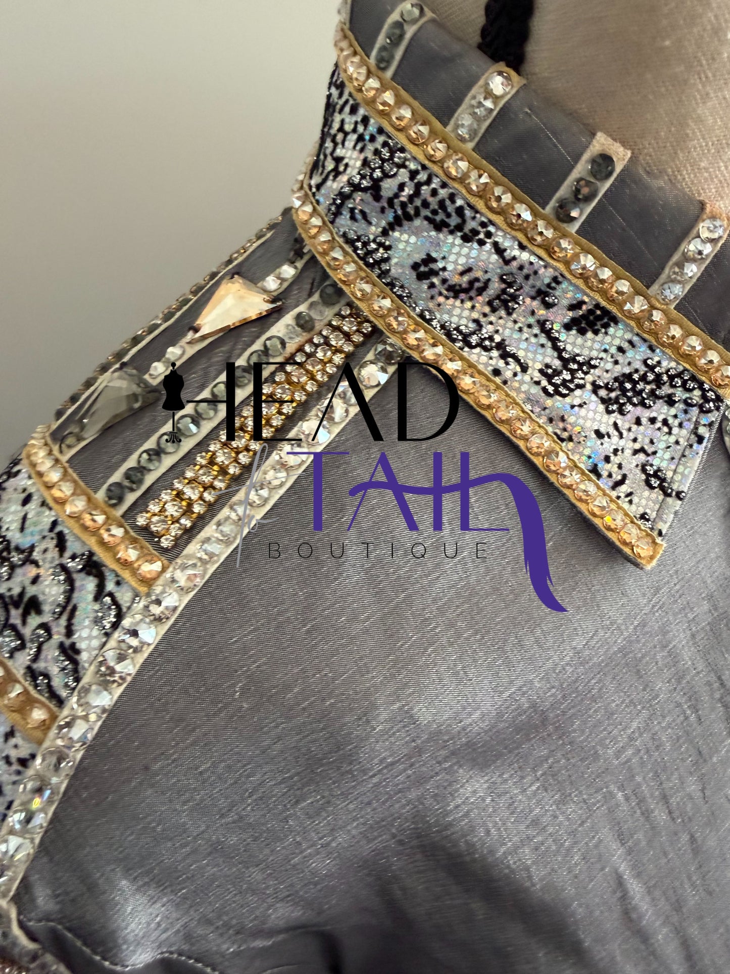 Unbridled Couture Pewter, Gold & Crystal Full Sleeve Day Shirt - Medium/Large