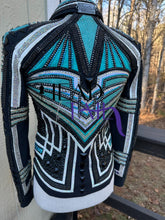 Load image into Gallery viewer, Unbridled Couture Showmanship, Horsemanship &amp; Vest +Lindsey James (Day Shirt) Teal, Silver Greens 4 Piece Set - YOUTH Large/ADULT XS
