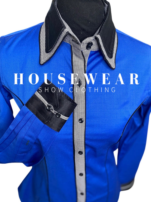 HouseWear Tailored Collection Royal Blue w/Black & White Houndstooth - Small