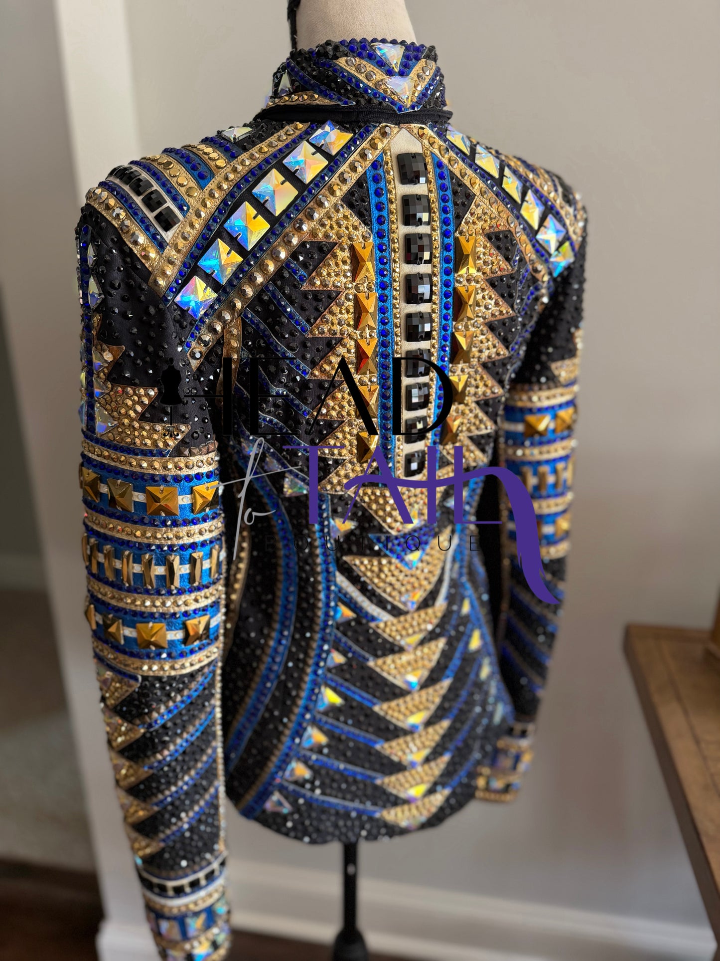 Trudy Black Label Blue, Black & Gold Showmanship Jacket - Medium TALL
