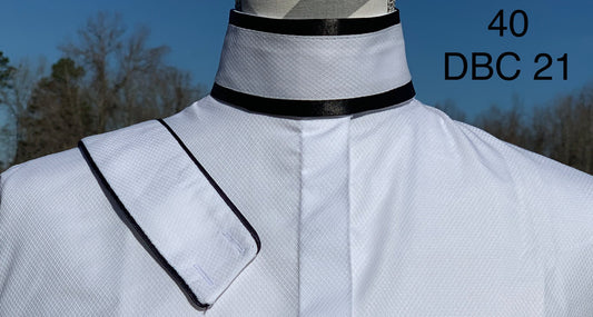 White Shirt with Silver Filled Diamond and Black Piping Collars - Size 32