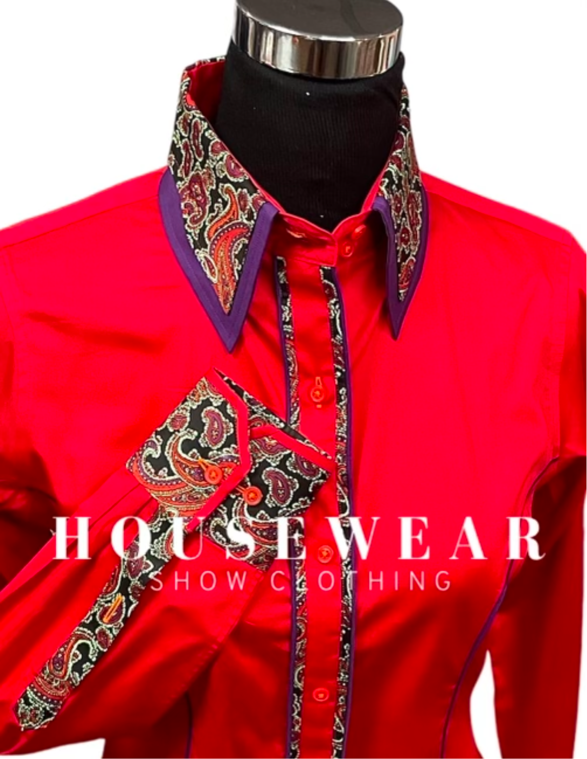 HouseWear Tailored Collection Red & Purple Paisley Print- Small