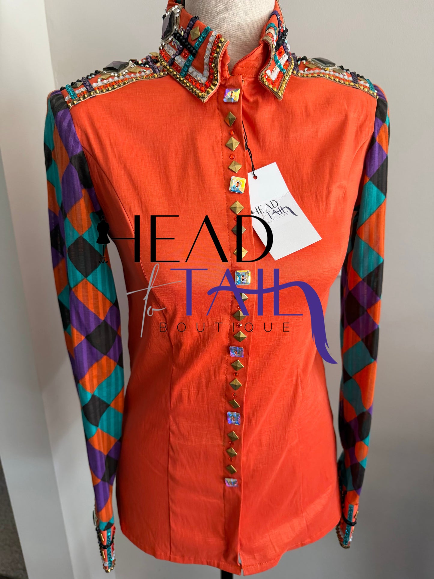 Private Label Show Apparel Orange and Multi-Color Sleeves - X-Small/Small - FINAL SALE