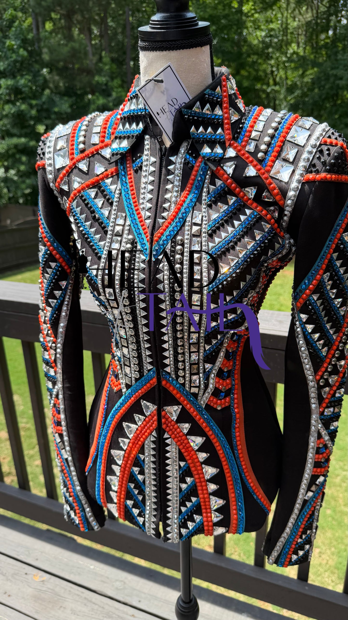 Lindsey James Show Clothing Blue, Silver & Orange Showmanship Jacket - X-Small/Small