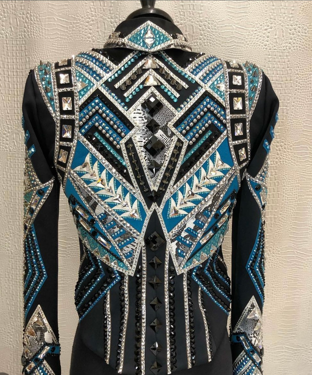 Lindsey James Black w/ Light Blues, Teals & Silver Jckt - YOUTH Large/ADULT X-Small