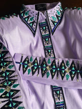 Load image into Gallery viewer, Sarah Longworth Lilac &amp; Turquoise Full Sleeve Day Shirt - Medium
