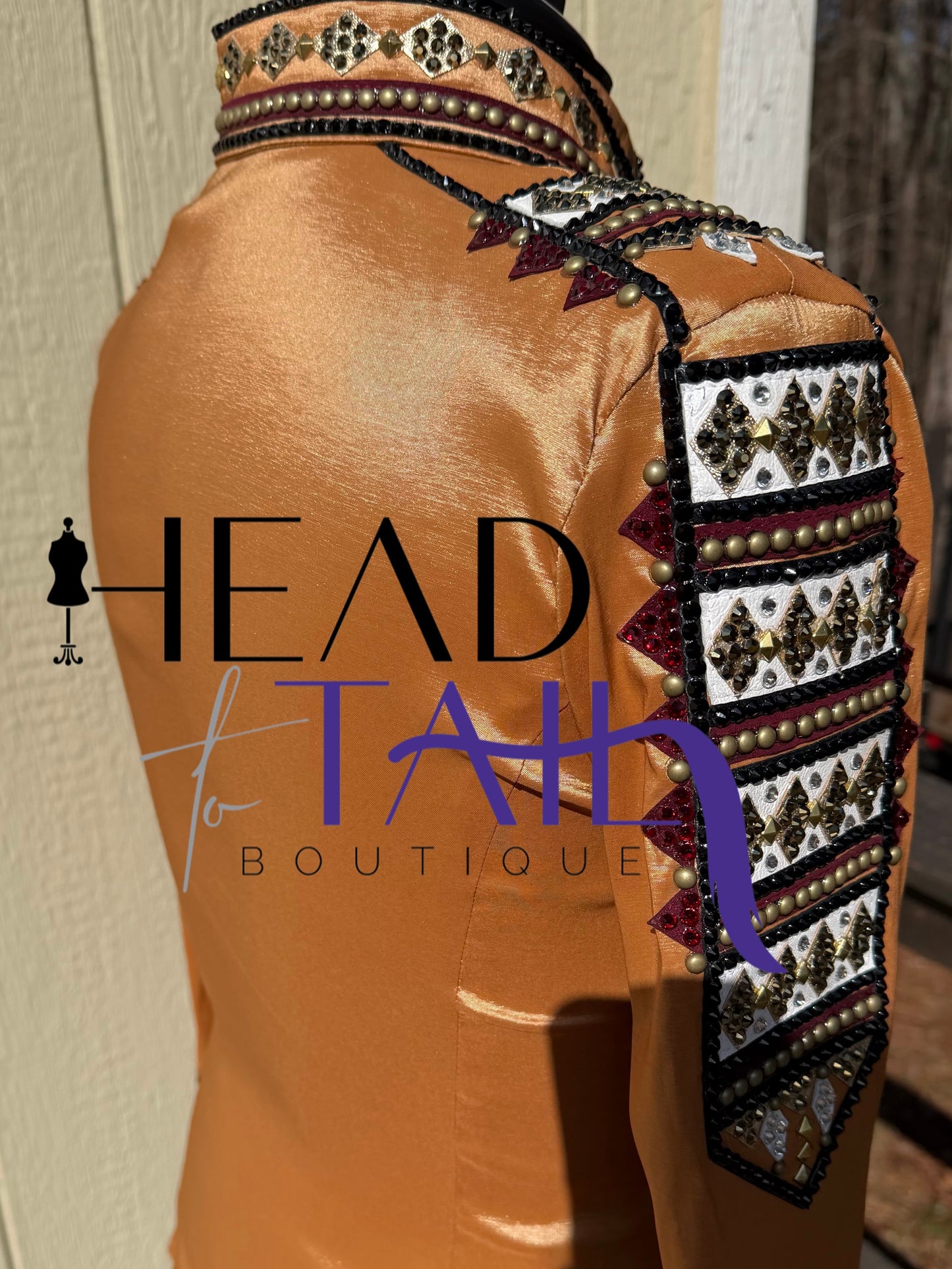 Sara Longworth Gold, Burgundy & White Shirt - Medium