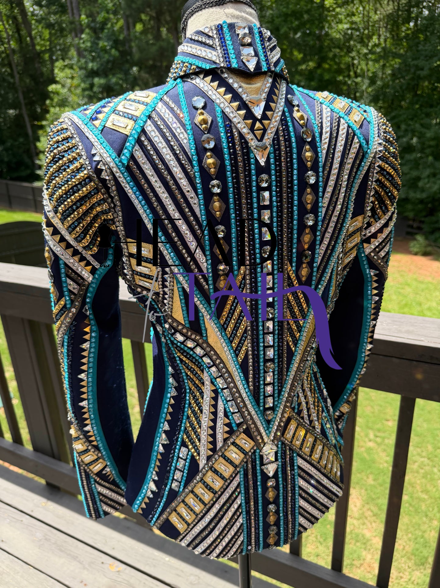 Lindsey James Show Clothing Navy, Silver, Gold Showmanship Jacket - X-Small/Small