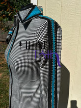 Load image into Gallery viewer, White &amp; Black Checkered with Teal Full Sleeve - 2X- FINAL SALE
