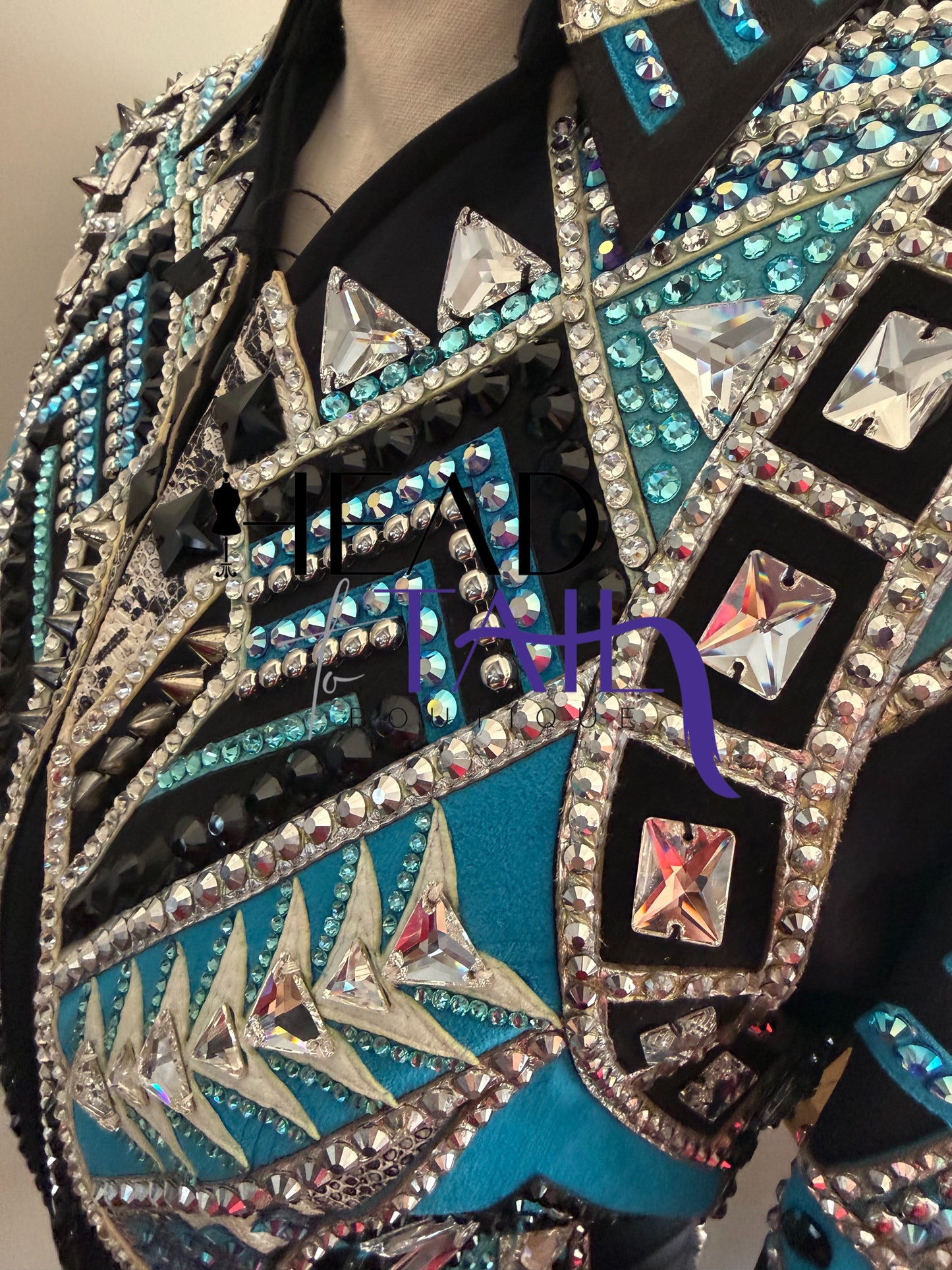 Lindsey James Black w/ Light Blues, Teals & Silver Jckt - YOUTH Large/ADULT X-Small