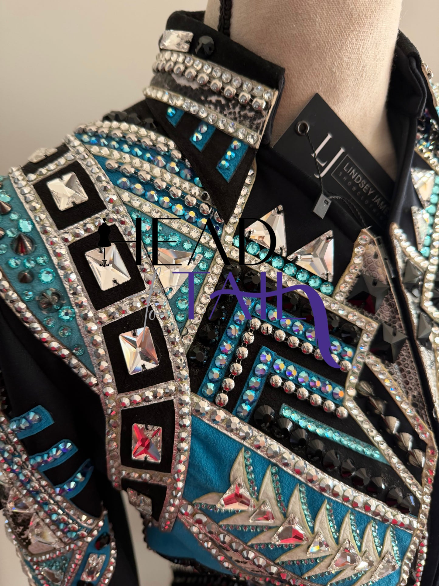 Lindsey James Black w/ Light Blues, Teals & Silver Jckt - YOUTH Large/ADULT X-Small