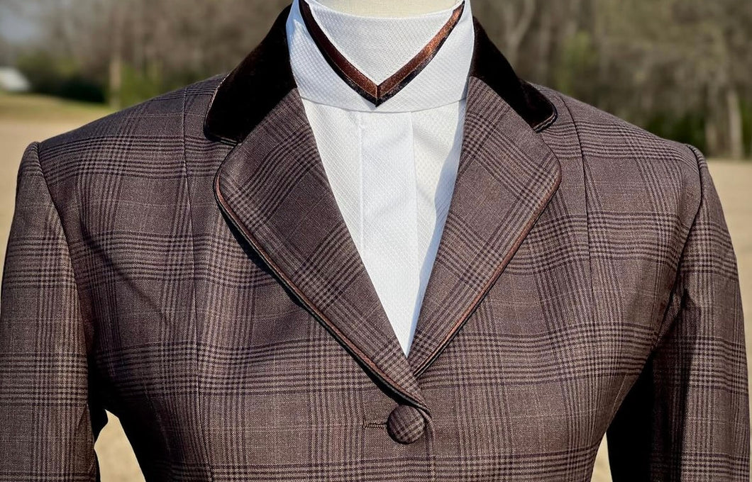 Brown & Black Plaid w/ Black Piping - Size 12