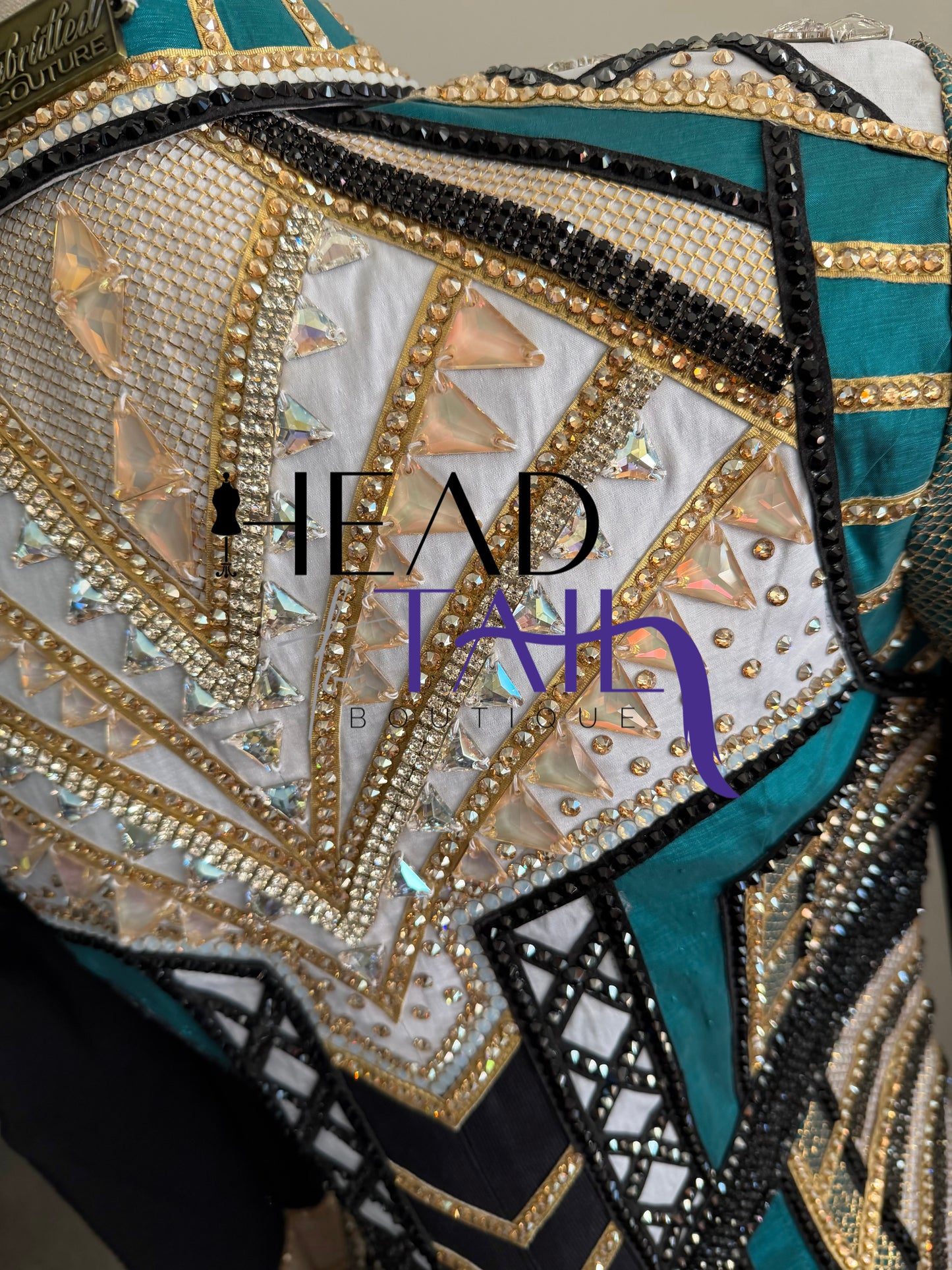 Unbridled Couture Teal, Gold & White Showmanship Jacket - X-Small/Small