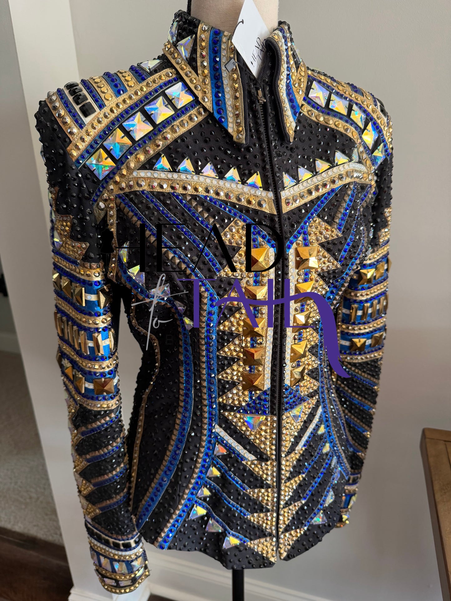 Trudy Black Label Blue, Black & Gold Showmanship Jacket - Medium TALL