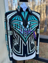 Load image into Gallery viewer, Unbridled Couture Showmanship, Horsemanship &amp; Vest +Lindsey James (Day Shirt) Teal, Silver Greens 4 Piece Set - YOUTH Large/ADULT XS
