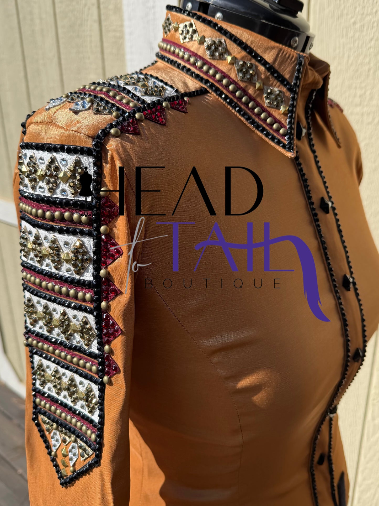 Sara Longworth Gold, Burgundy & White Shirt - Medium