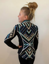 Load image into Gallery viewer, Kara Langeland Black Base with Blues &amp; White Jacket - YOUTH
