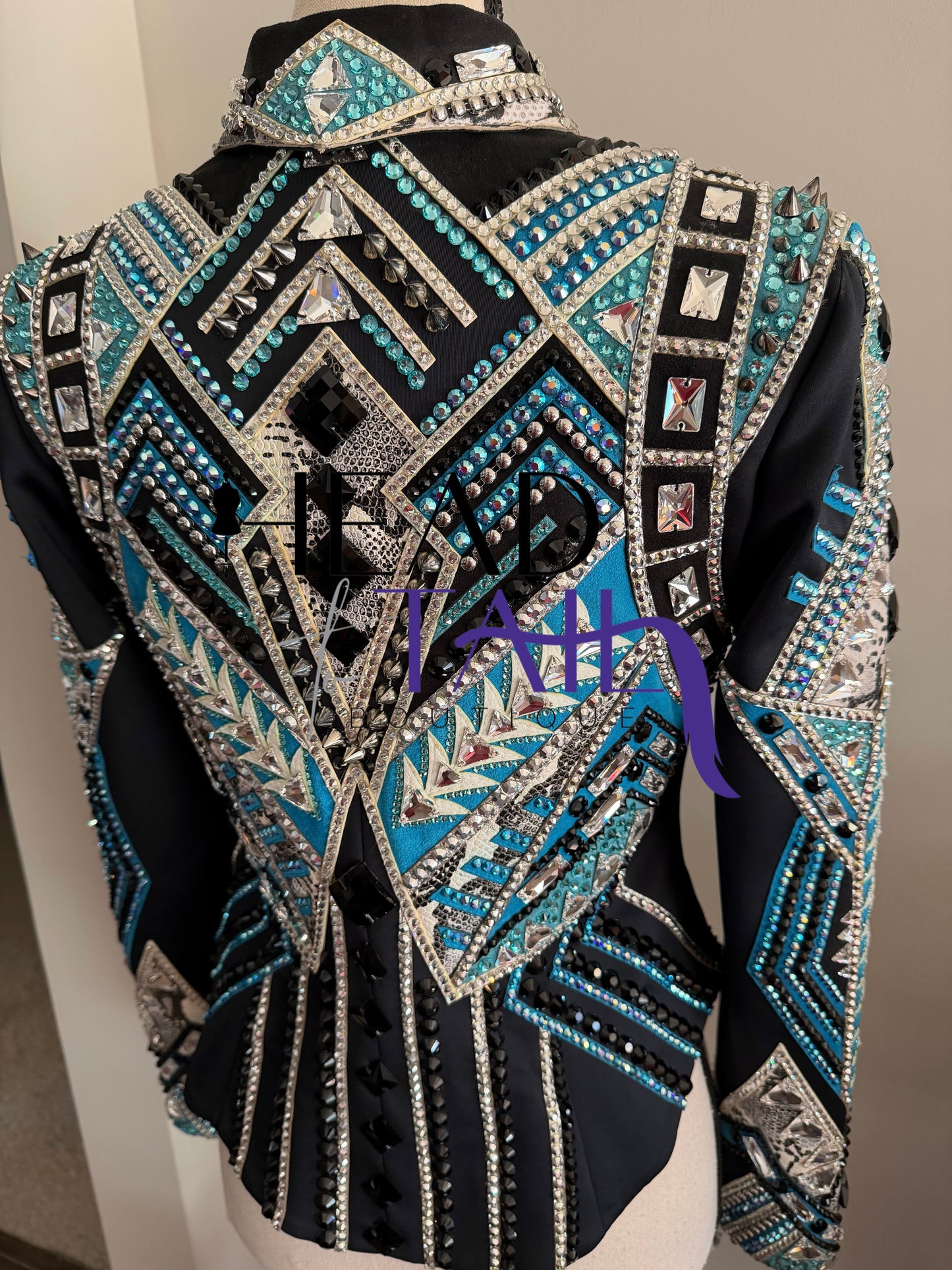 Lindsey James Black w/ Light Blues, Teals & Silver Jckt - YOUTH Large/ADULT X-Small