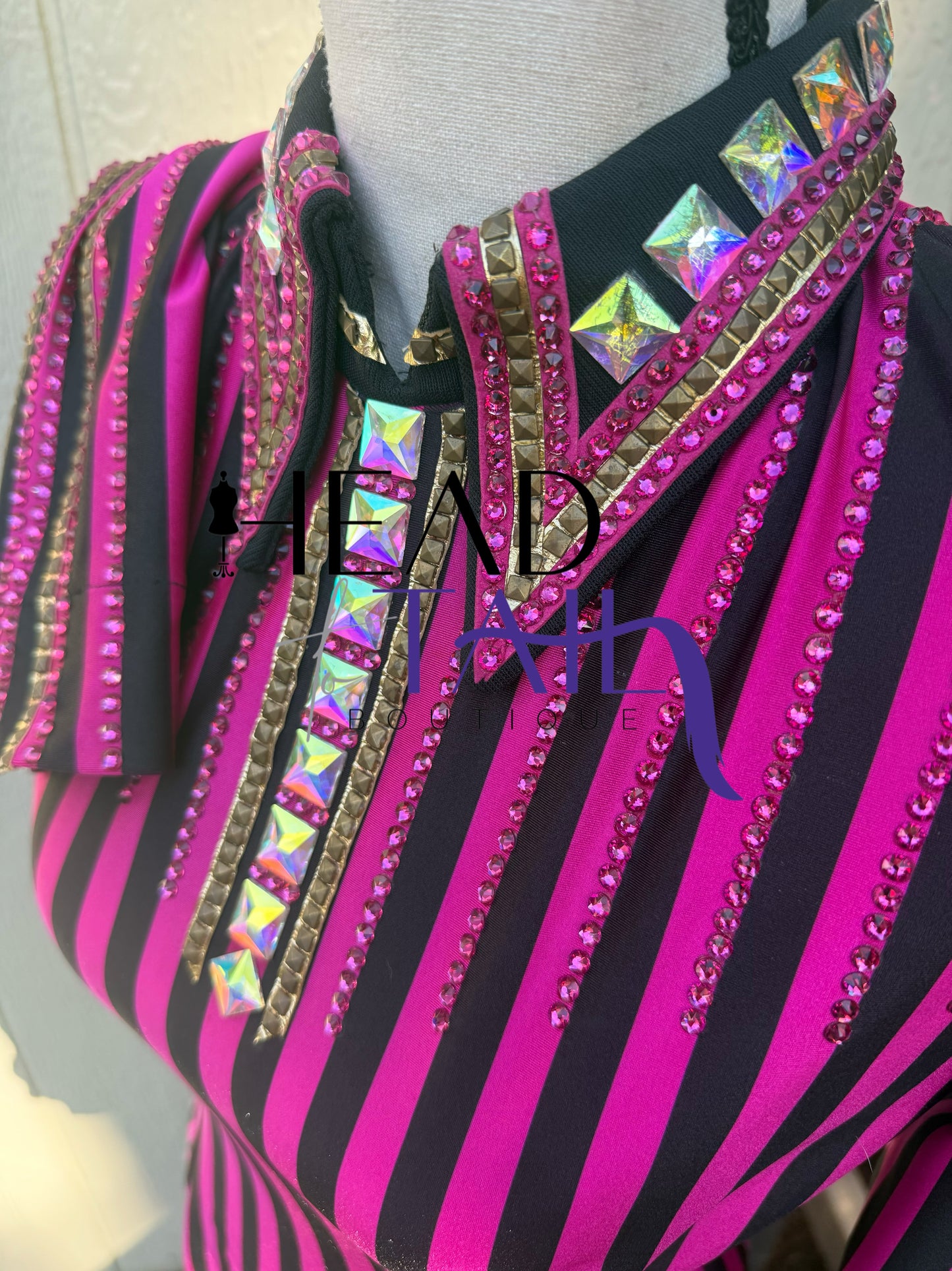 Trudy Black Label Pink, Black & Gold Stripe - FINAL SALE
