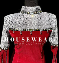 Load image into Gallery viewer, Housewear Deep Red, Black &amp; White Print w/ Gold - Medium/Large
