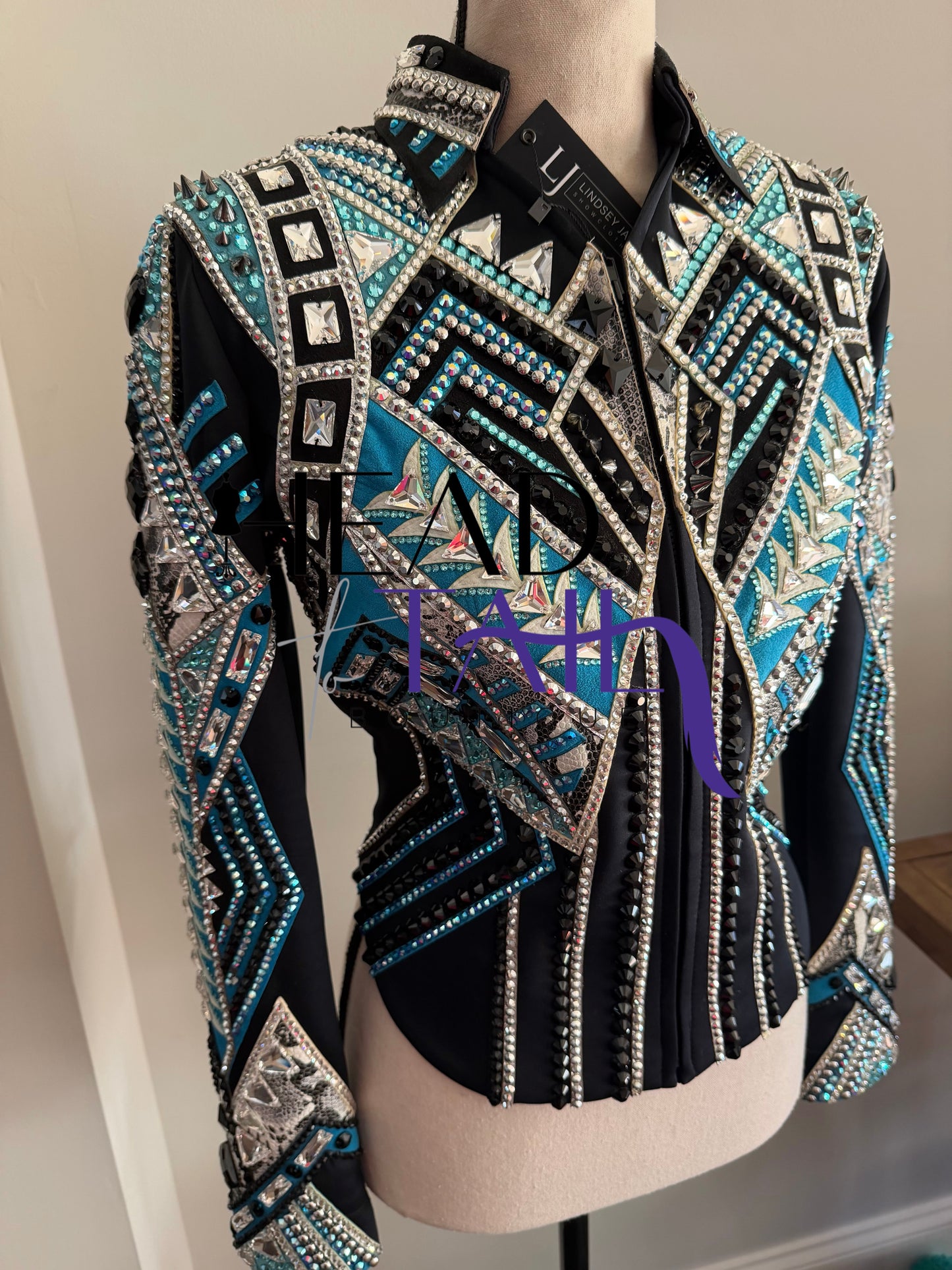 Lindsey James Black w/ Light Blues, Teals & Silver Jckt - YOUTH Large/ADULT X-Small