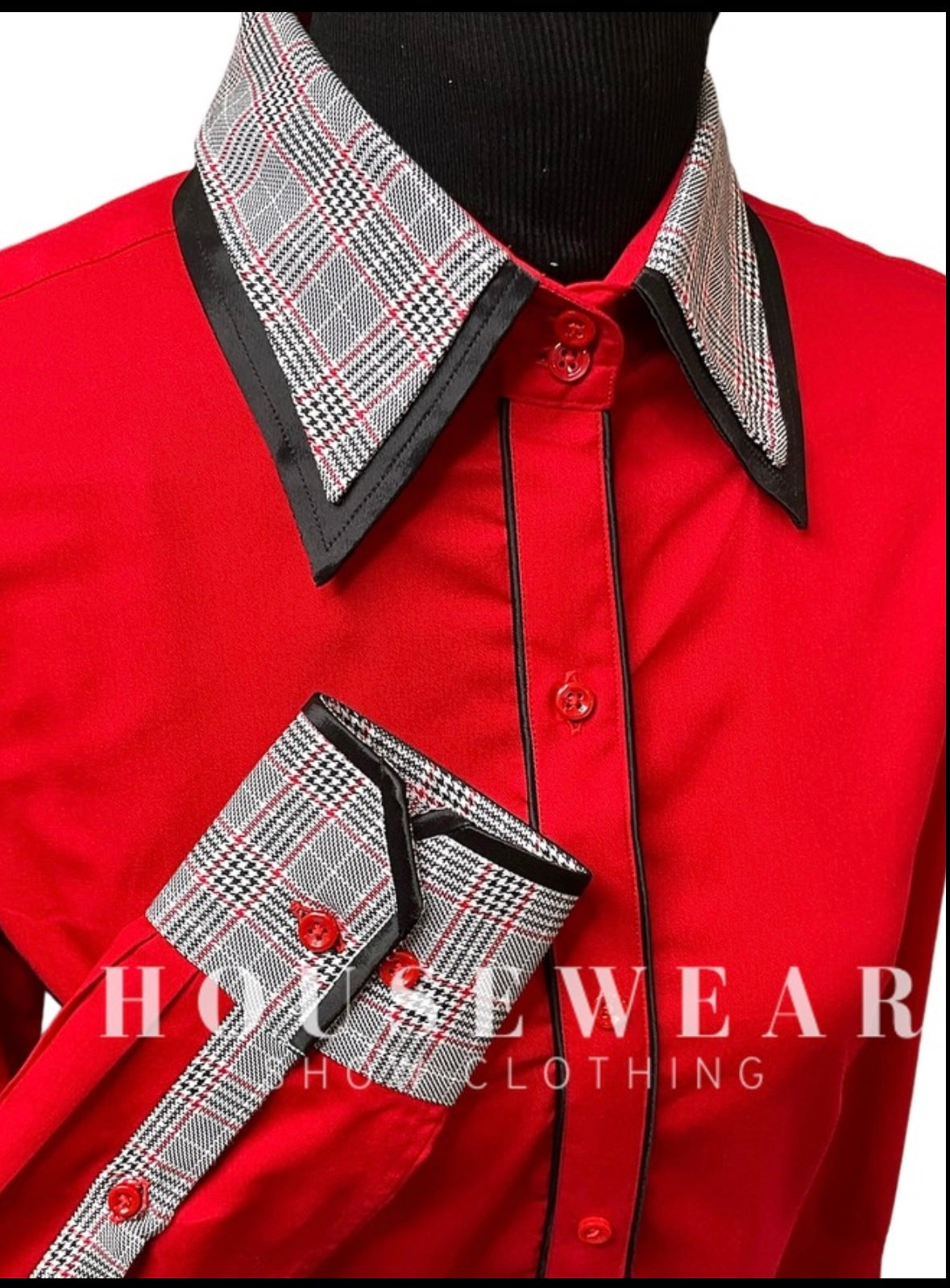 HouseWear Tailored Collection Red w/ Red & Black Plaid - Medium