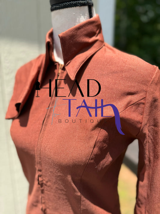 Rust Stretch Zip Up - BOGO FINAL SALE