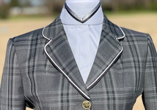 Boo Yah Silver Hunt Shirt with Black Thick Piping & Silver Thin Piping Collars - Size 38