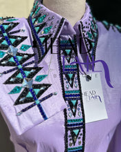 Load image into Gallery viewer, Sarah Longworth Lilac &amp; Turquoise Full Sleeve Day Shirt - Medium
