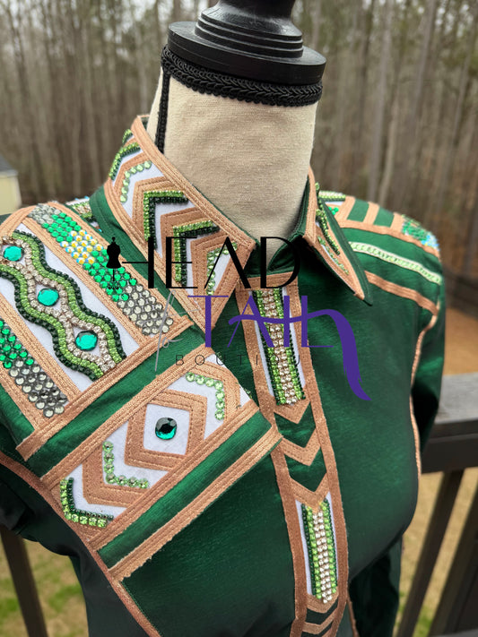 Unbridled Couture Greens & Rose Gold Full Sleeve Day Shirt - Medium